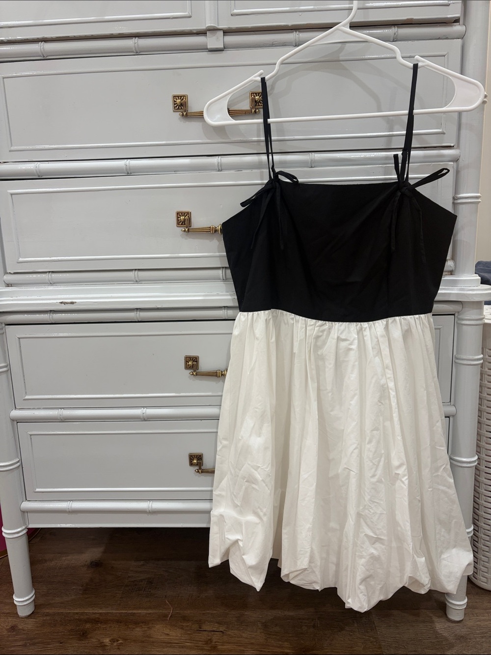 Black & White Spaghetti Strap Mini Dress
